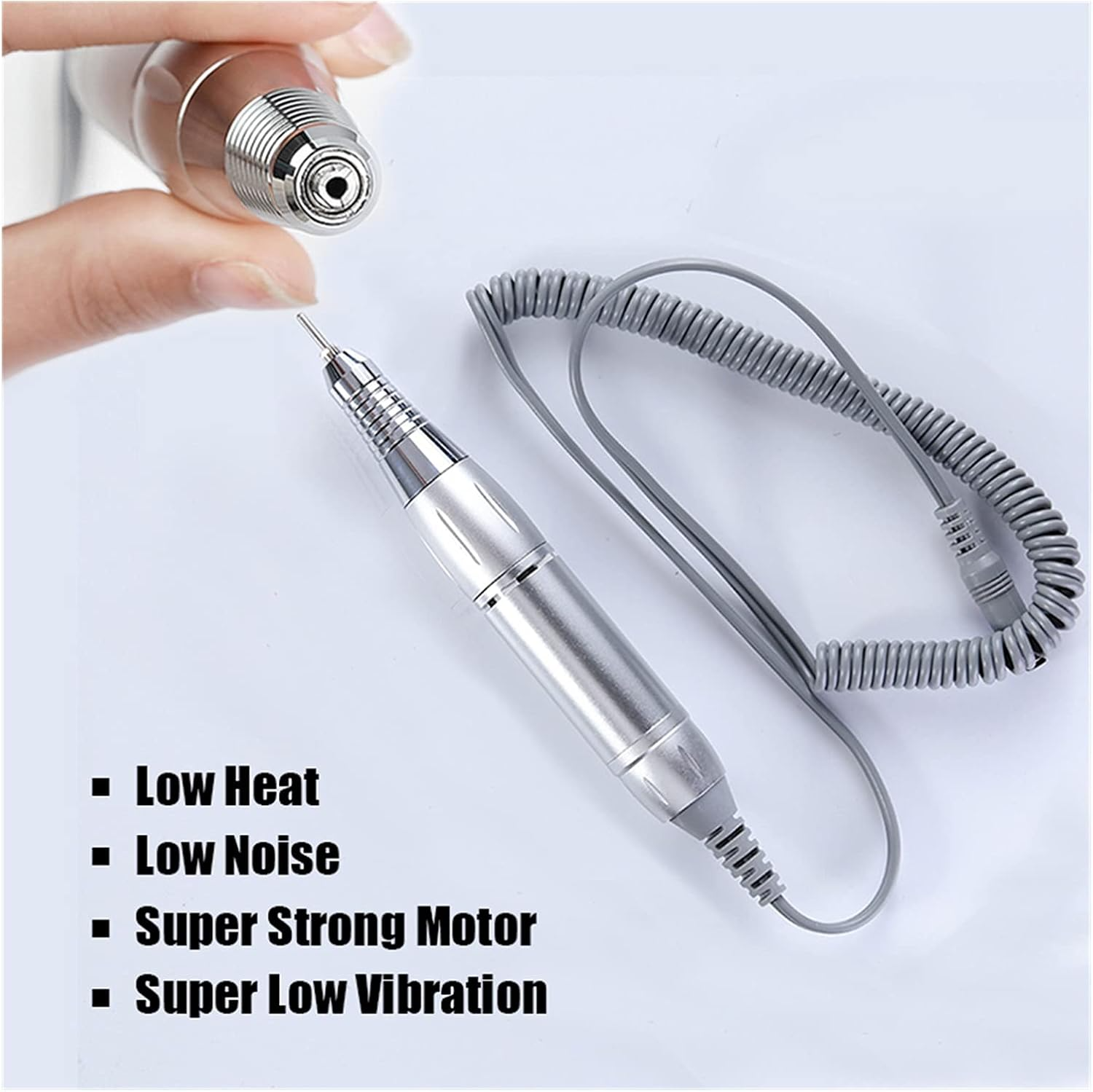 Electric nail file in use for home manicure and pedicure