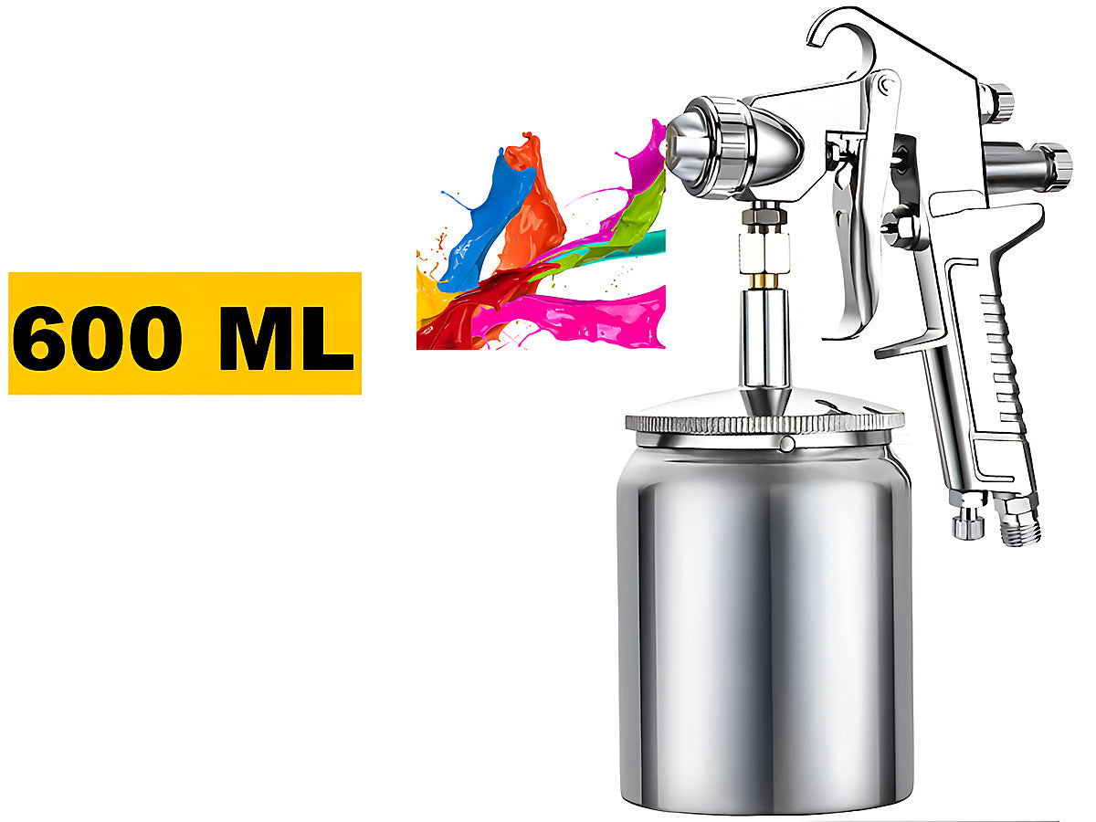 Side view of high pressure airless paint sprayer spray gun