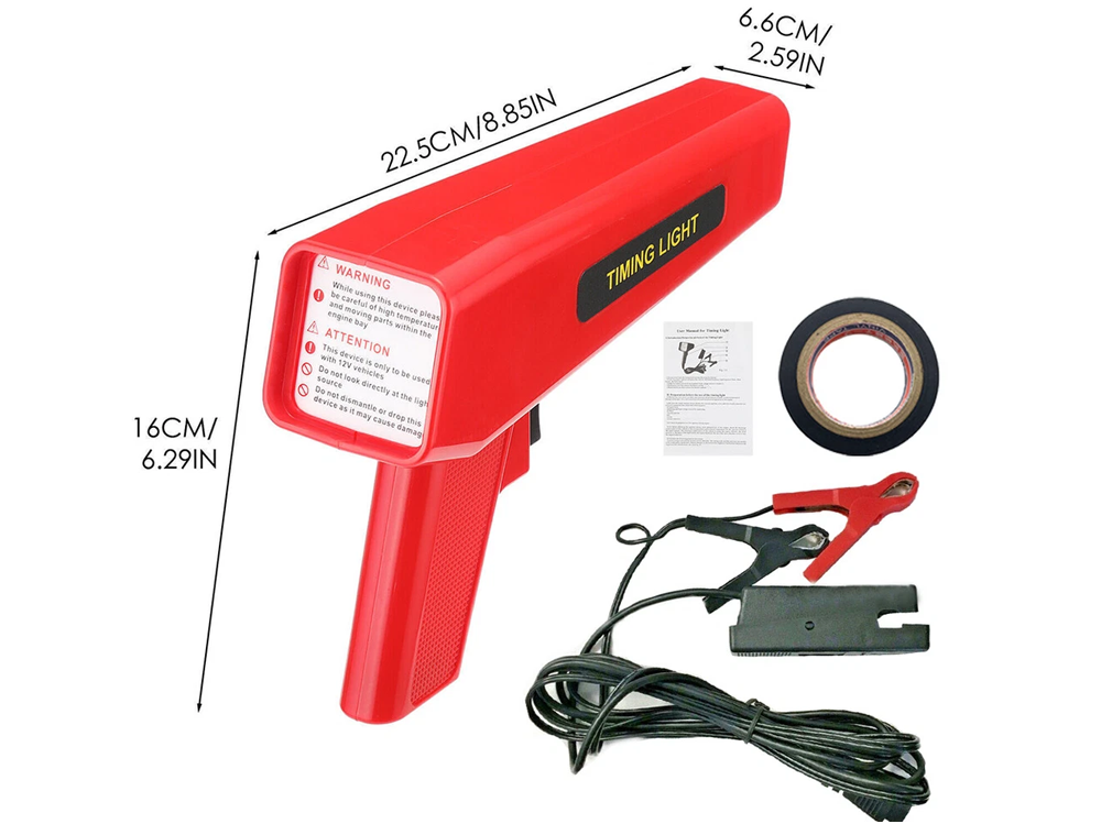 Side view of ignition timing light tester 12V ergonomic grip