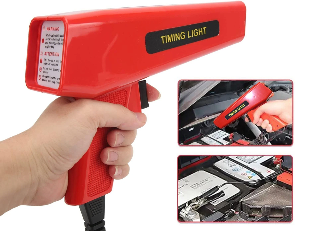 Ignition timing light tester 12V displayed with packaging box