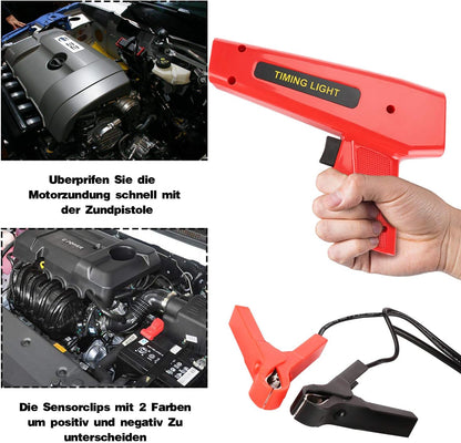 Top angle of ignition timing light tester 12V with cable length visible