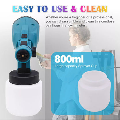 Cordless paint sprayer with three spray pattern options