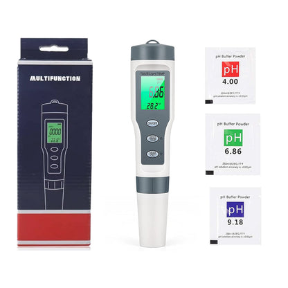 Digital pH Meter front view showing white body and display