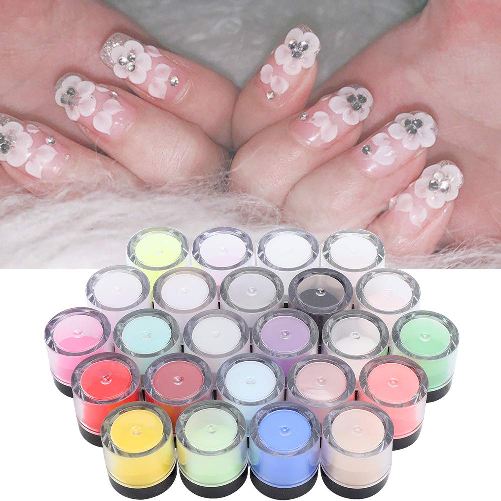 Top angle of nail dip powder kit highlighting colour variety