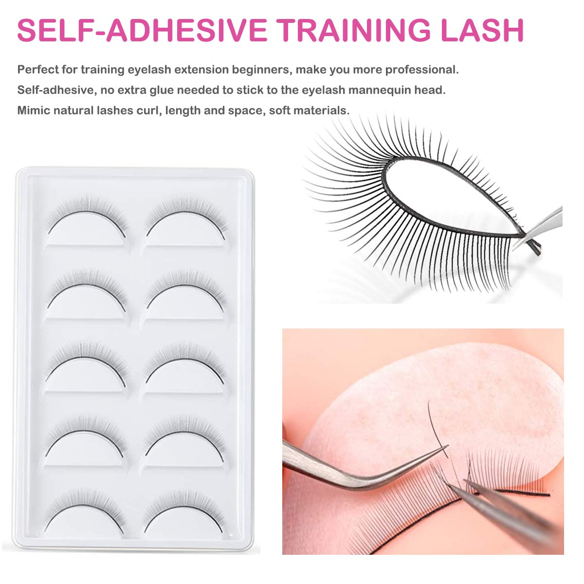 Lash extensions kit tape roll and tweezers in use setup