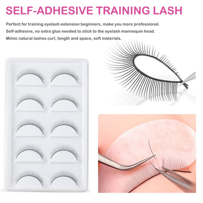 Lash extensions kit tape roll and tweezers in use setup