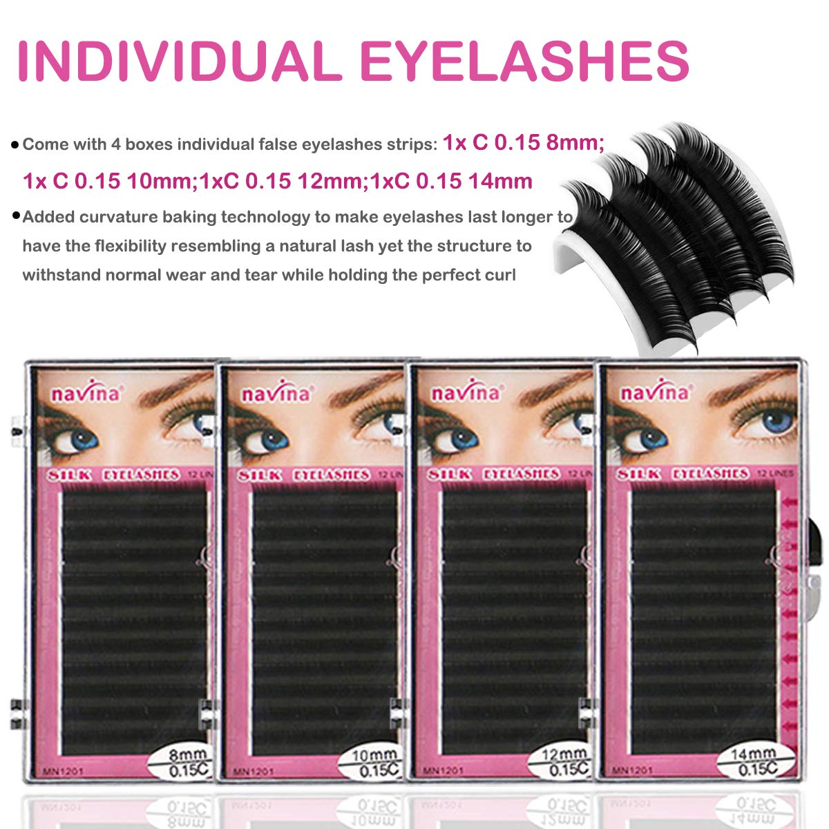 Side angle of lash extensions kit mannequin head with lashes