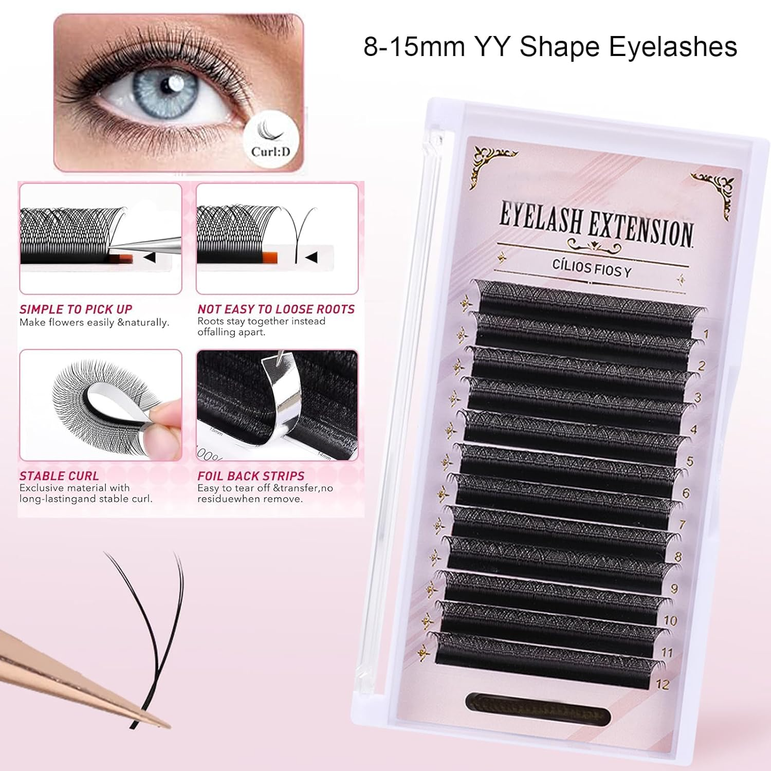 Lash extensions kit eyebrow combs and grafting rings set