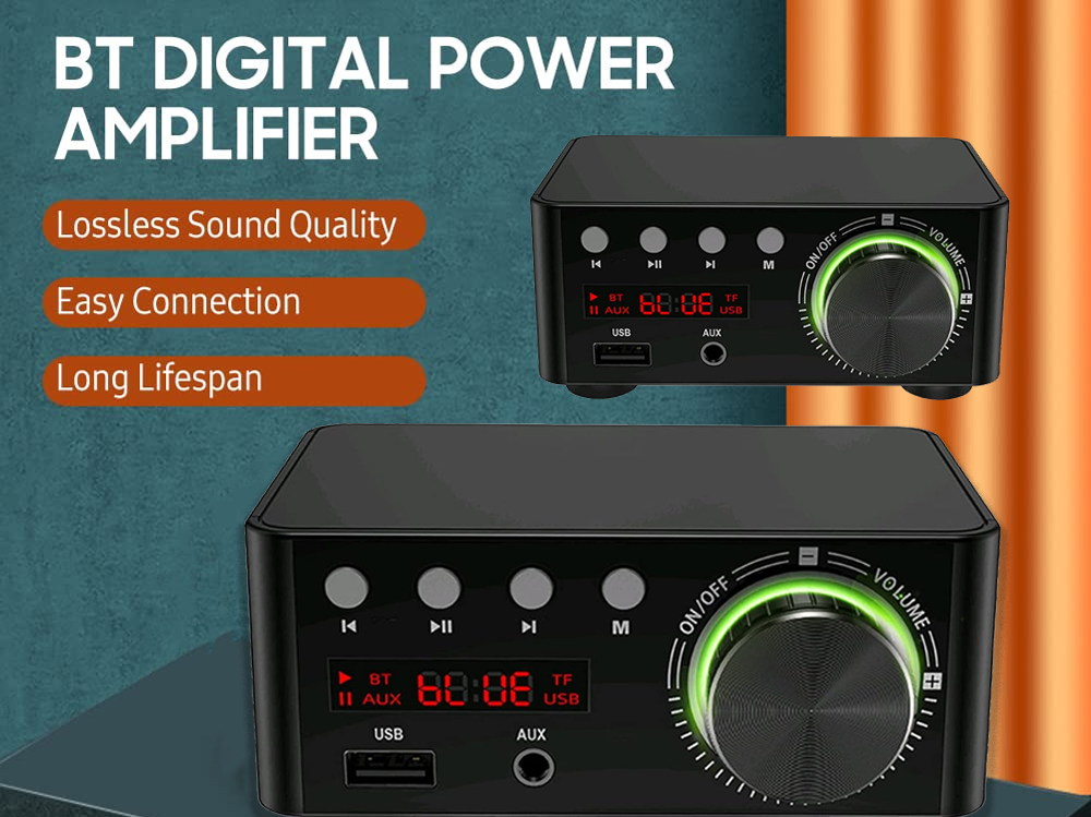 Stereo hi-fi amplifier highlighting speaker protection circuitry