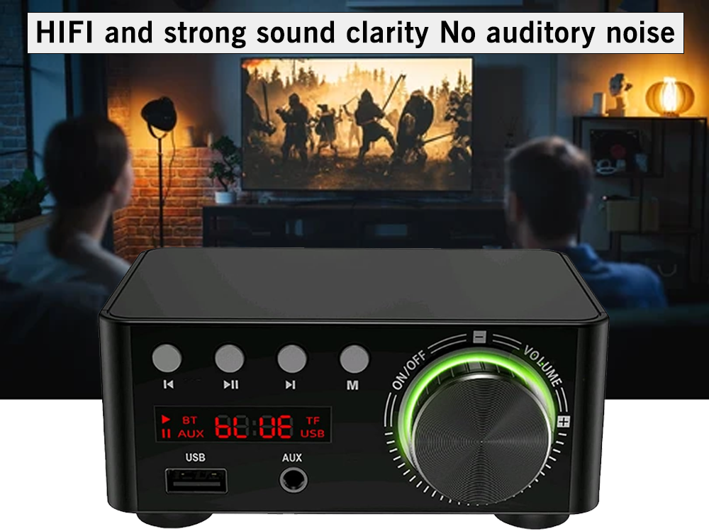 Stereo hi-fi amplifier highlighting speaker protection circuitry