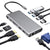 USB C docking station showing front view with green aluminium case