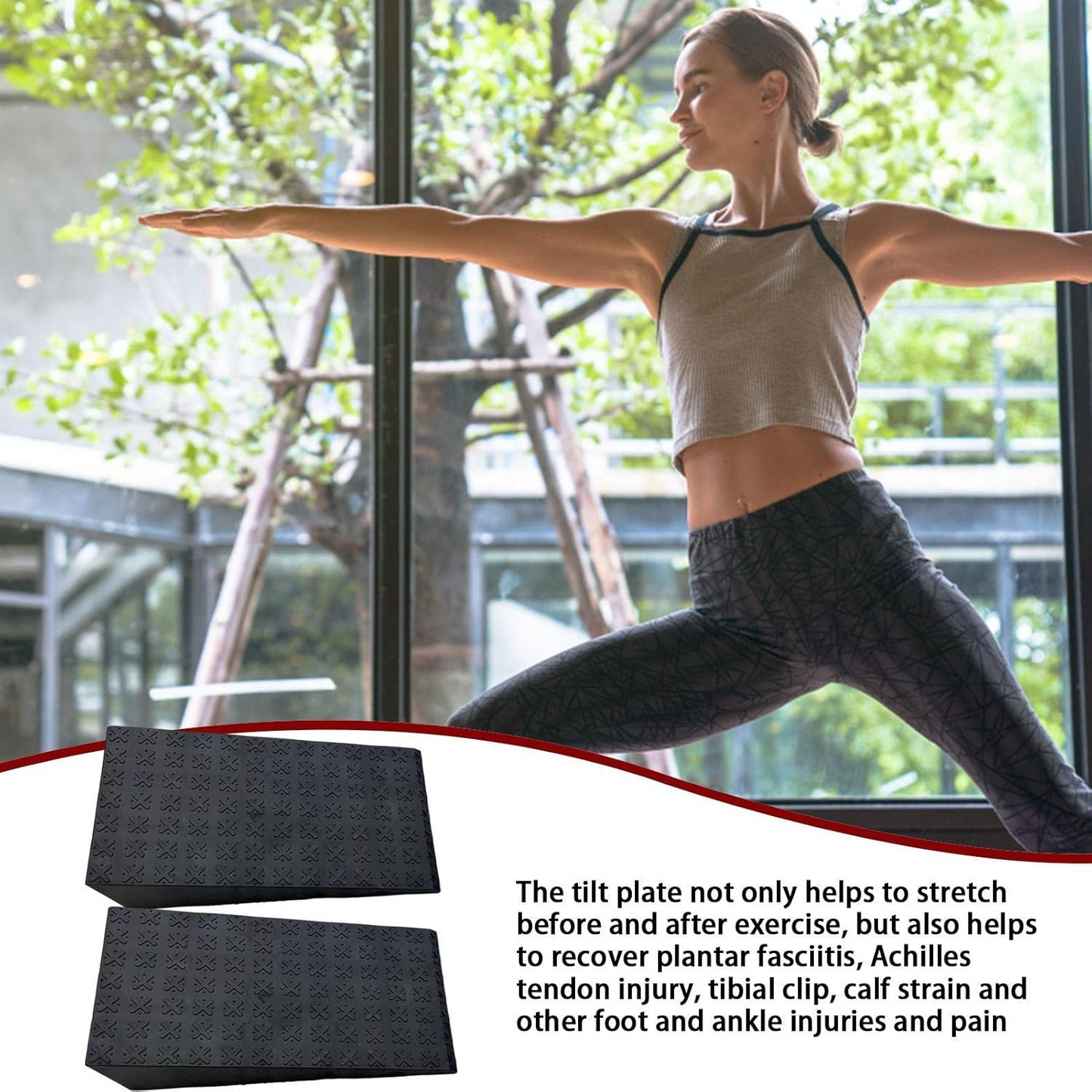 Black squat wedge heel ramp highlighting ergonomic design