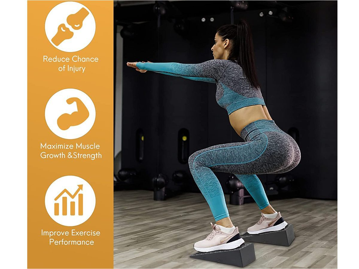 Squat wedge heel ramp with retail box packaging