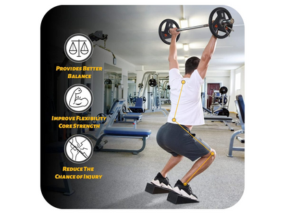 Squat wedge heel ramp with retail box packaging