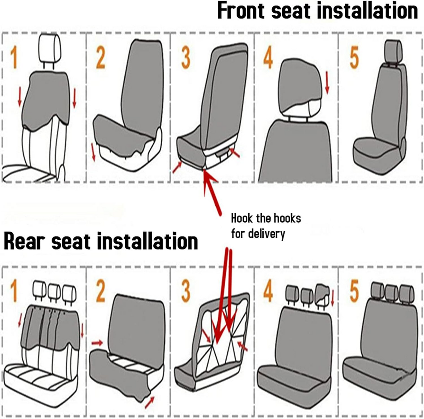 Side angle showing breathable fabric of car seat covers set universal