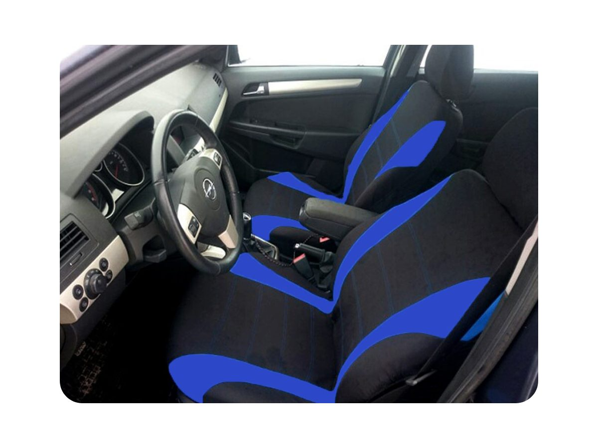 Top view of car seat covers set universal with headrest covers