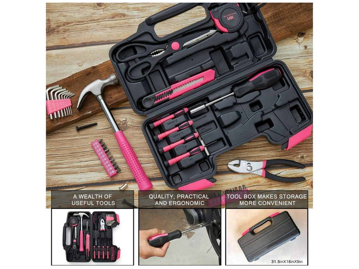 Scissors and ratcheting bit driver in hand tools set