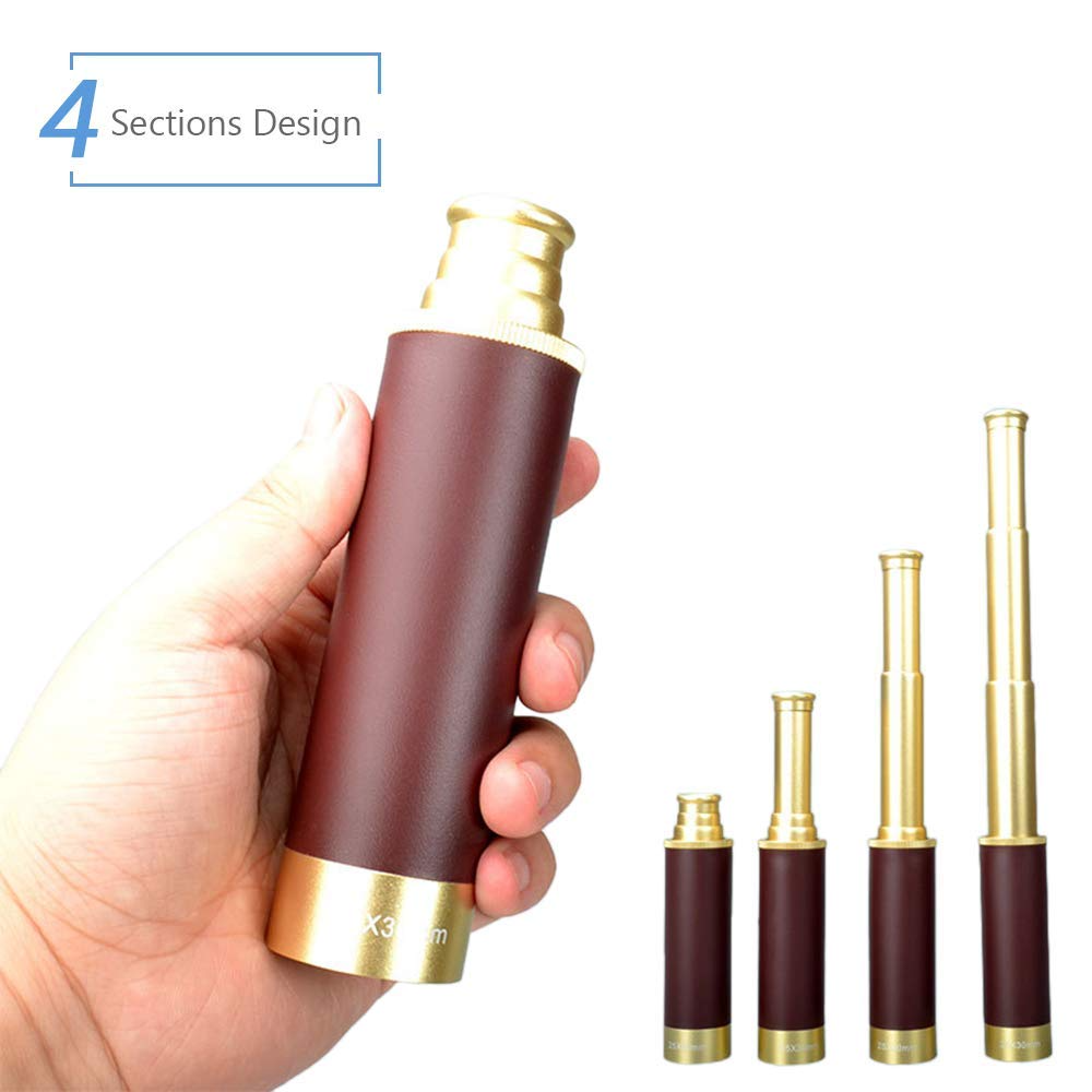 Monocular telescope with included leather carrying bag