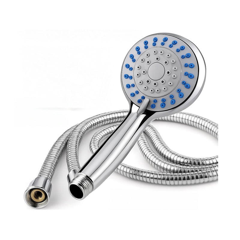 Hand shower set silver chrome finish close up