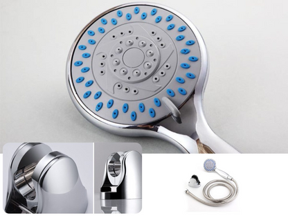 Hand shower set with water-saving feature visible