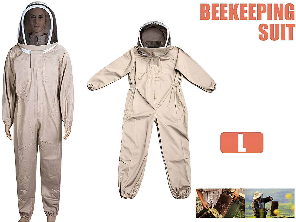 Bee suit large attached round veil with mesh for airflow