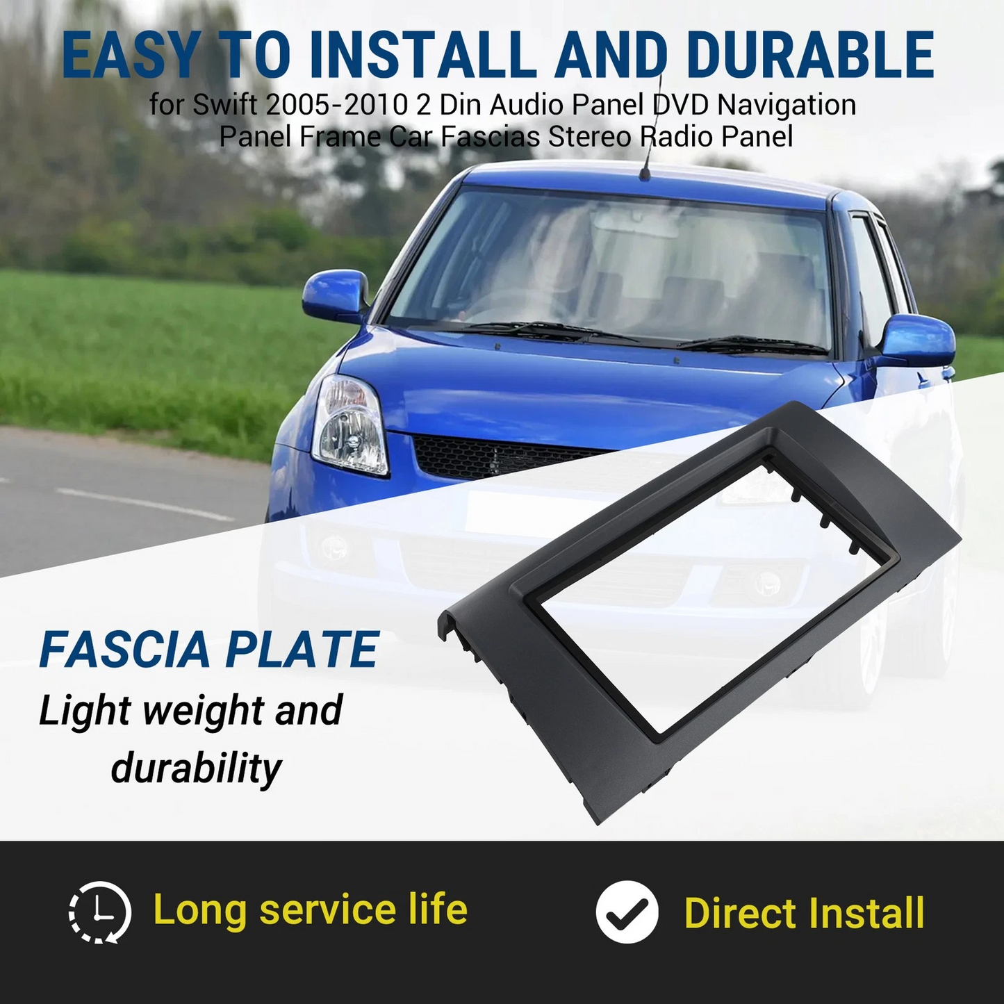 Complete stereo fitting kit parts laid out for Suzuki Swift