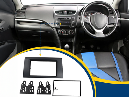 Side angle of Suzuki Swift stereo fitting kit with mounting brackets