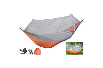 Close-up of outdoor camping hammock nylon and polyester material texture