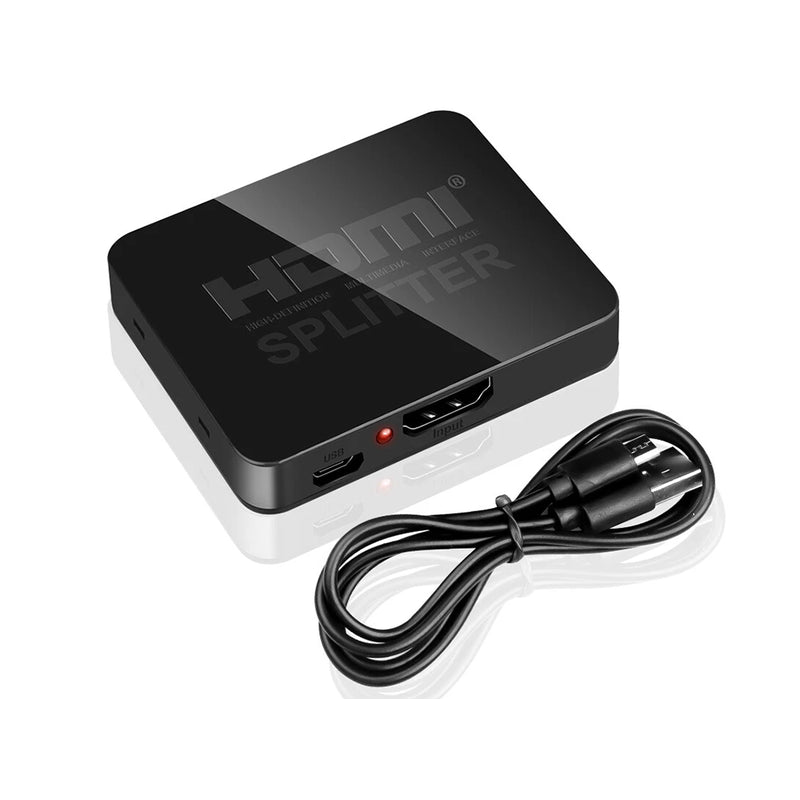 HDMI splitter 1 in 2 out front view showing input and output ports