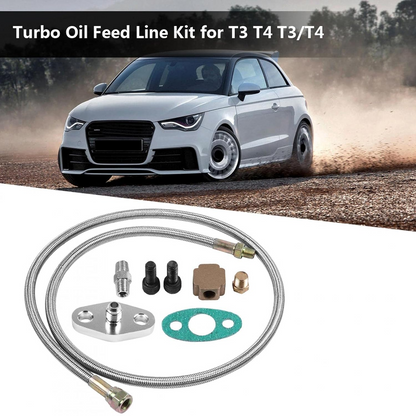 Turbo oil feed line kit showing compact design for easy installation
