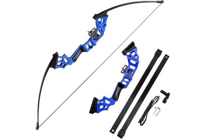Side view of archery bow showing fiberglass laminated limbs