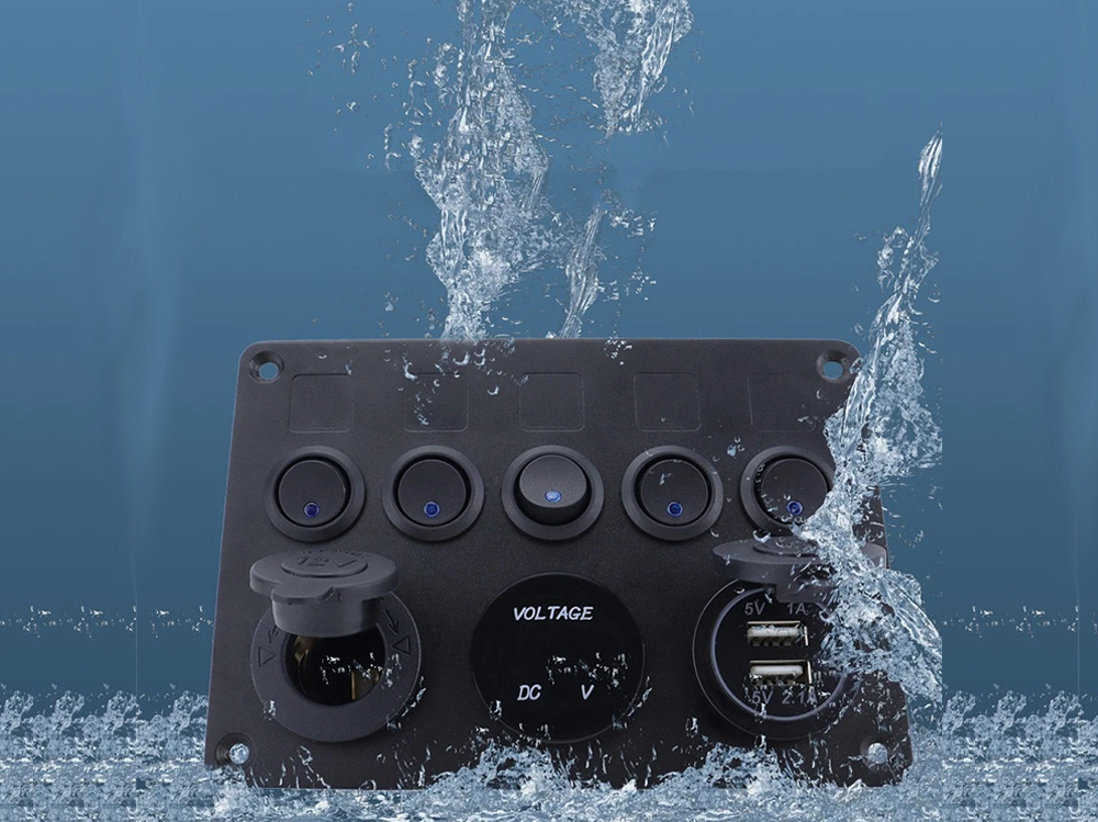 Switch panel showing USB charging ports in use