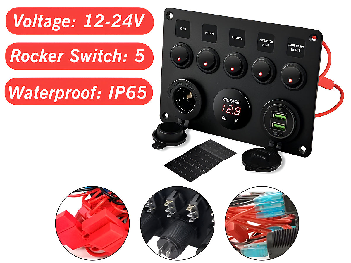 5 Gang Rocker Switch Panel