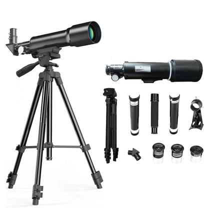 Telescope astronomical black aluminium alloy body side view