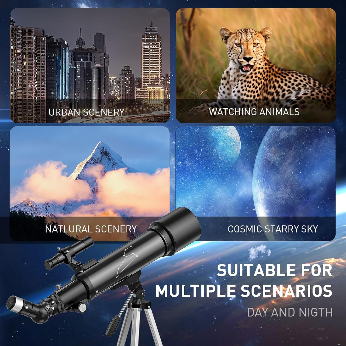 Telescope astronomical showing 45 degree diagonal prism