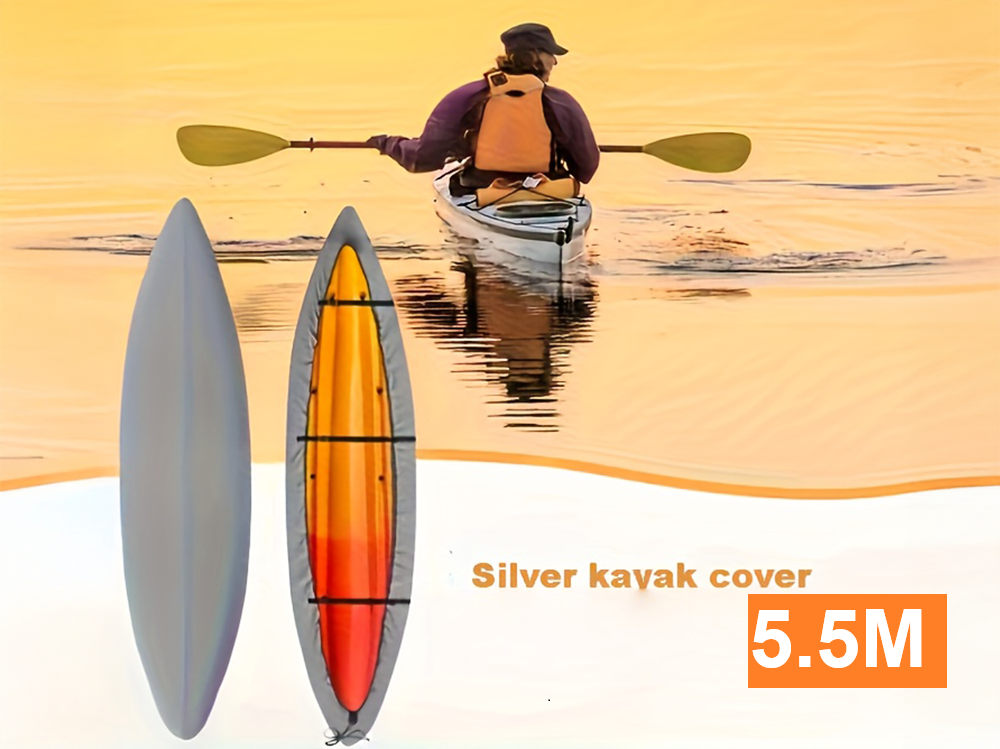 Side view of kayak cover fitted on a kayak outdoors