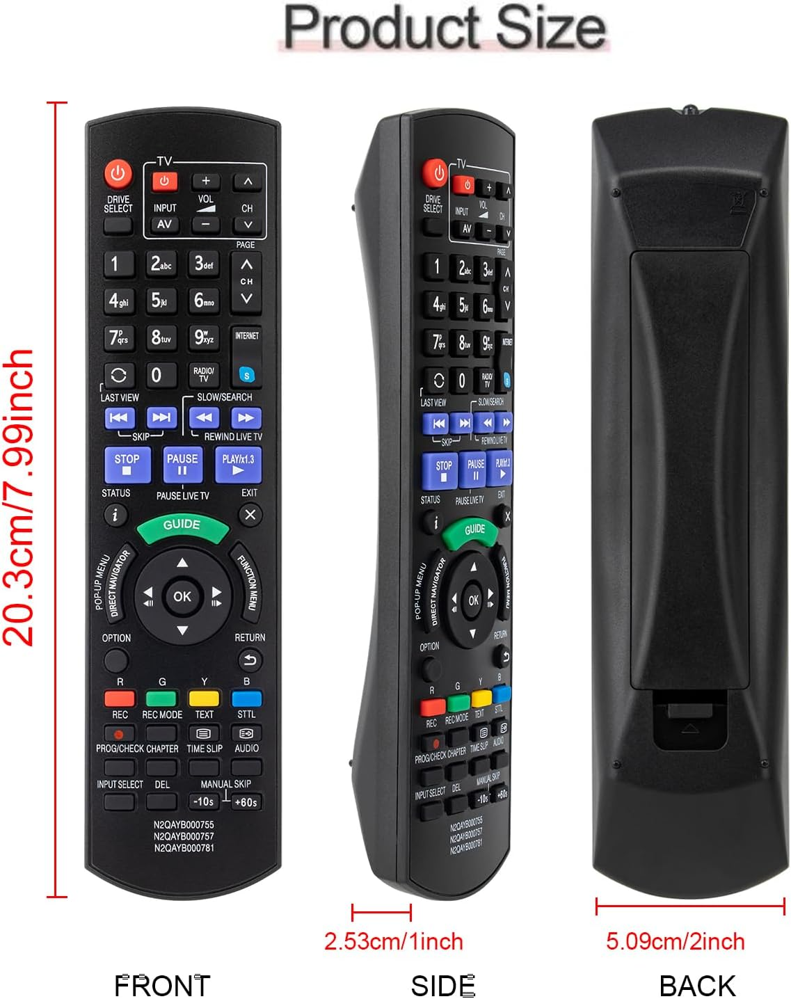 Replacement remote for Panasonic Blu-ray disc resting on wooden table