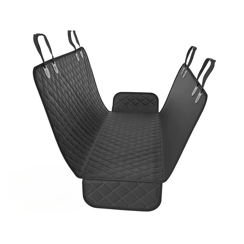 Dog car seat cover black waterproof material close up