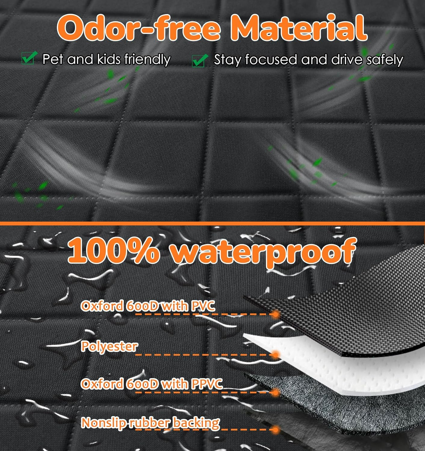 Dog car seat cover showing size fitting standard car seat