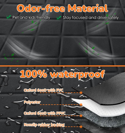 Dog car seat cover showing size fitting standard car seat