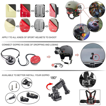 360-degree rotating clip mount attached to helmet