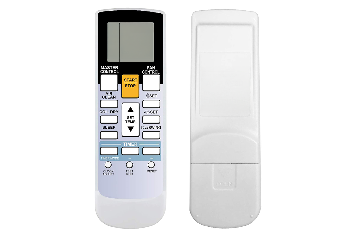 Side angle of Fujitsu heat pump remote replacement in black