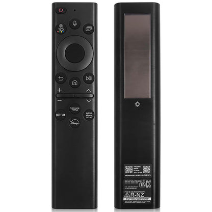 Samsung smart solar TV remote front view showing buttons