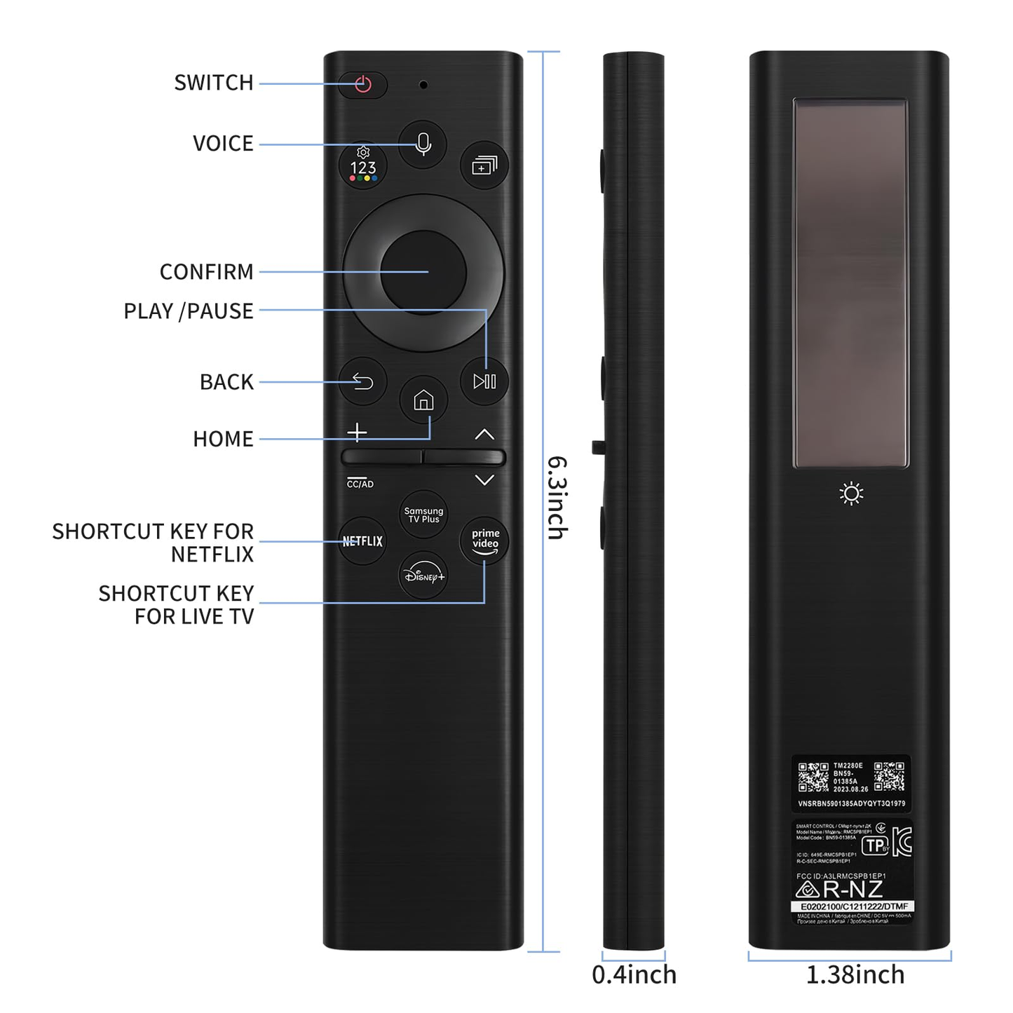 Samsung smart solar TV remote held comfortably in hand