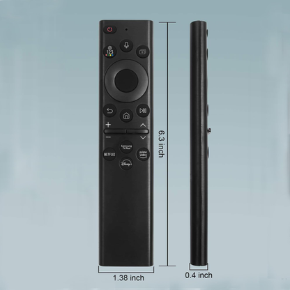 Samsung smart solar TV remote paired with Samsung TV in lounge