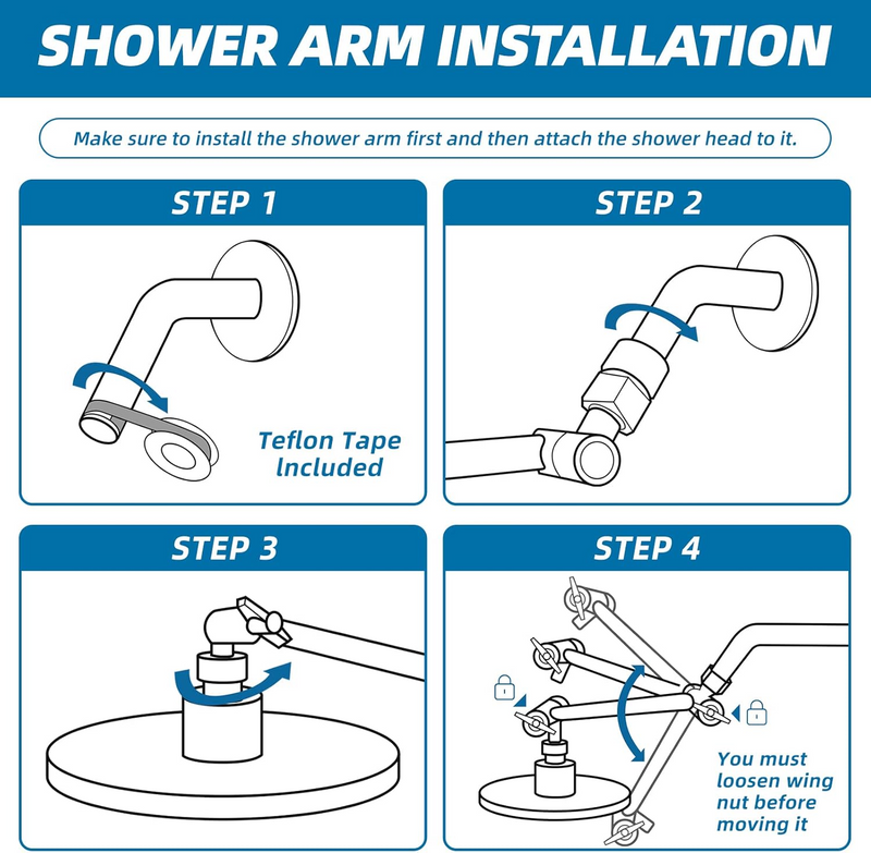 Shower Head Extension Arm