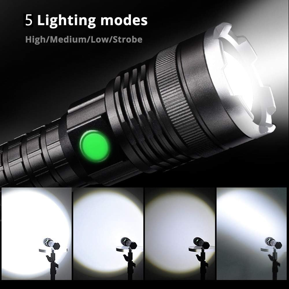 Light beam from rechargeable torch LED in dark setting