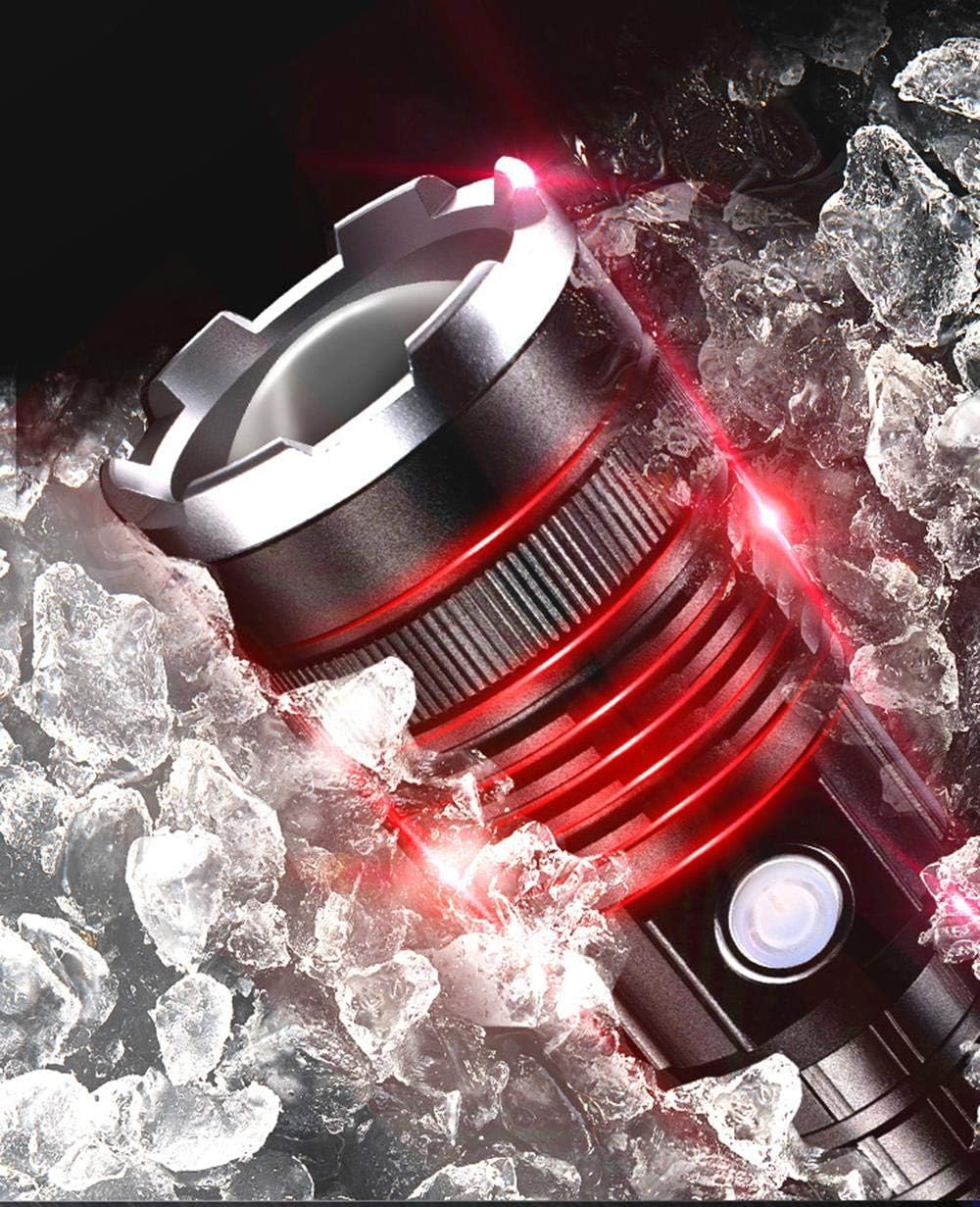 Light beam from rechargeable torch LED in dark setting