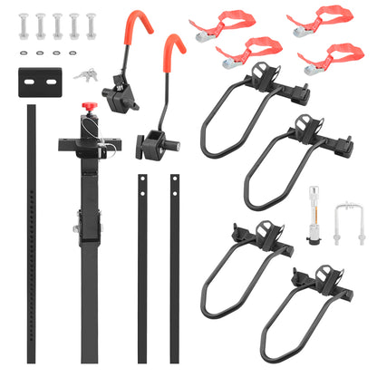 Side angle of bike carrier attached to 2 inch hitch receiver
