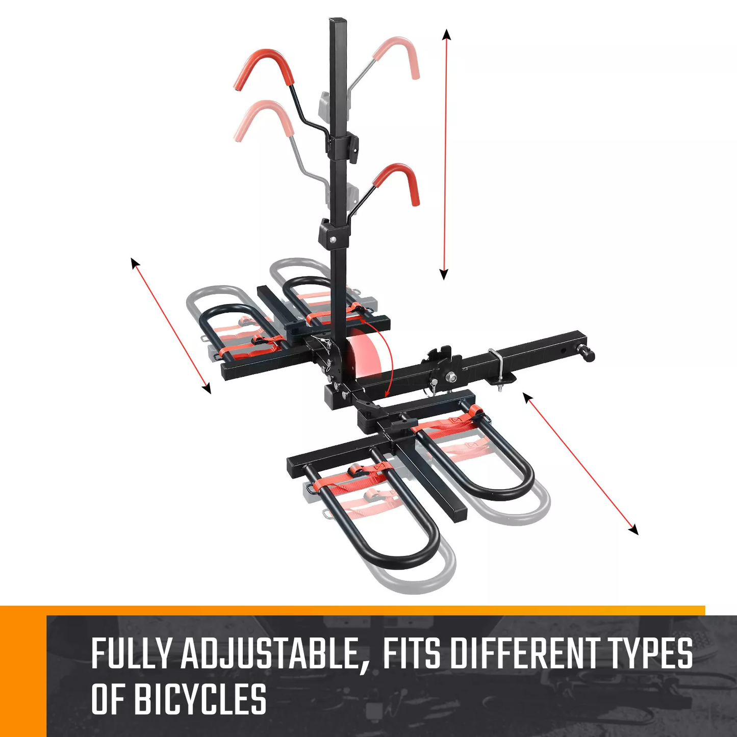 Tilt function of electric bicycle rack allowing trunk access